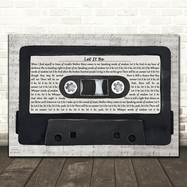 The Beatles Let It Be Music Script Cassette Tape Song Lyric Print