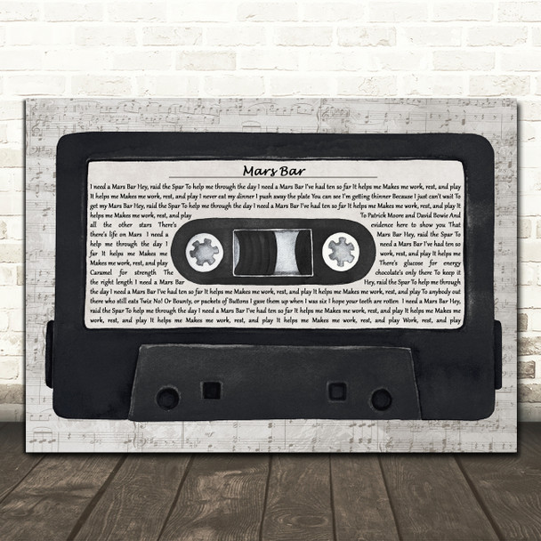 The Undertones Mars Bar Music Script Cassette Tape Song Lyric Print