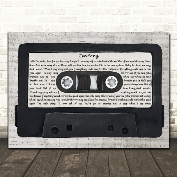 Foo Fighters Everlong Music Script Cassette Tape Song Lyric Print