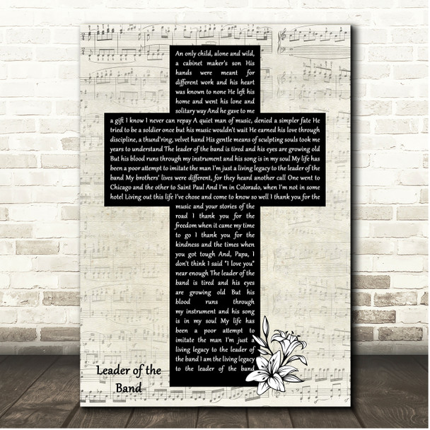 Dan Fogelberg Leader Of The Band Script Christian Memorial Cross Song Lyric Print