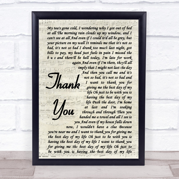 Dido Thank You Vintage Script Song Lyric Quote Print
