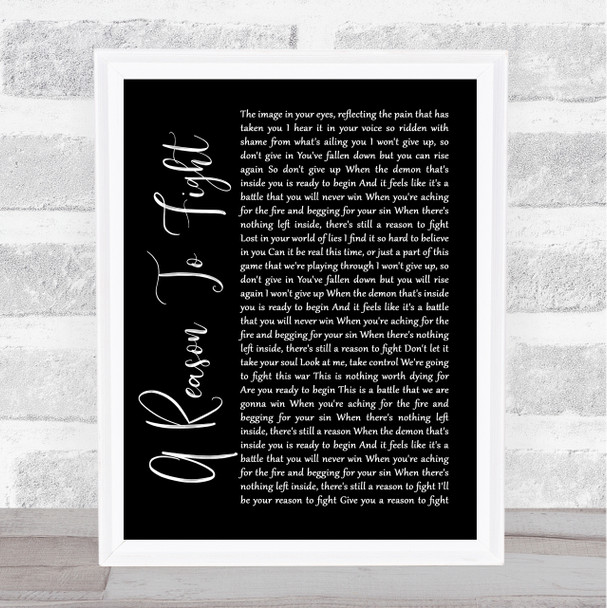 Disturbed A Reason To Fight Black Script Song Lyric Quote Print