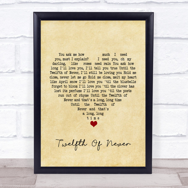 Donny Osmond Twelfth Of Never Vintage Heart Song Lyric Quote Print