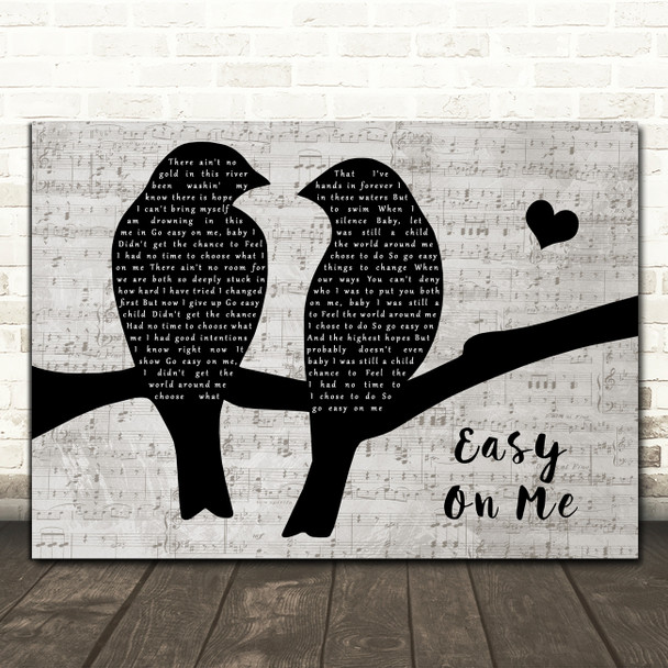 Adele Easy On Me Music Script Lovebirds Song Lyric Print