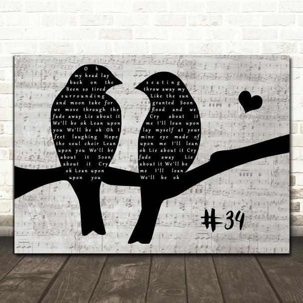 Dave Matthews #34 Music Script Lovebirds Song Lyric Print