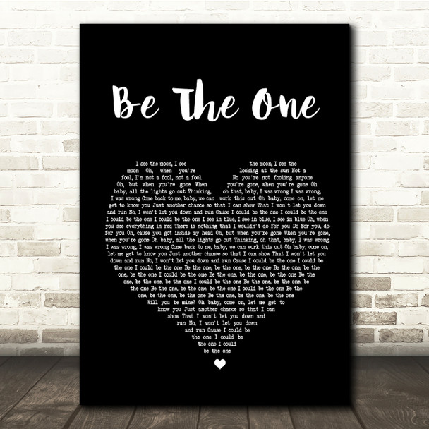 Dua Lipa Be The One Black Heart Song Lyric Quote Print