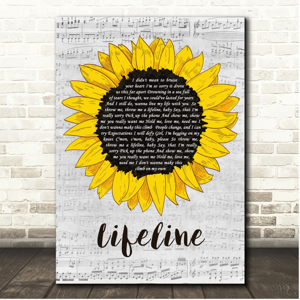 Reuben Gray Lifeline Script Sunflower Song Lyric Print