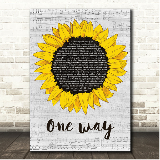 The Levellers One Way Script Sunflower Song Lyric Print
