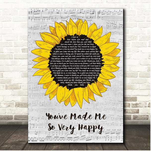 Blood, Sweat & Tears You've Made Me So Very Happy Script Sunflower Song Lyric Print