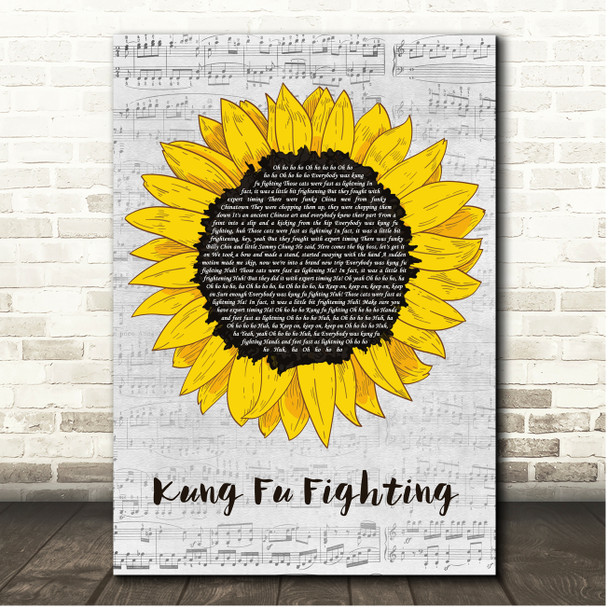 Carl Douglas Kung Fu Fighting Script Sunflower Song Lyric Print