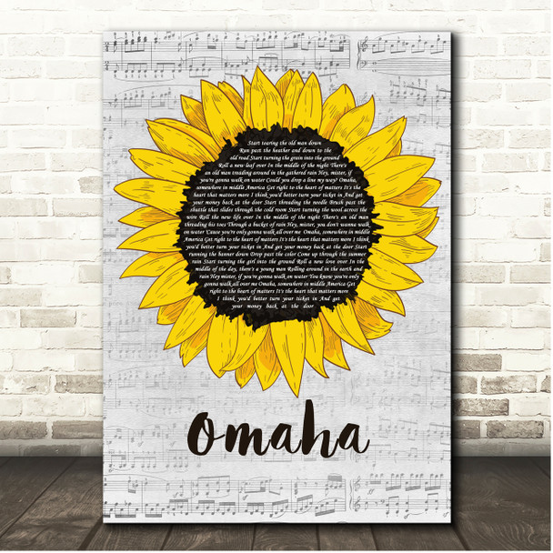 Counting Crows Omaha Script Sunflower Song Lyric Print