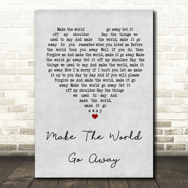 Duffy Make The World Go Away Grey Heart Song Lyric Quote Print