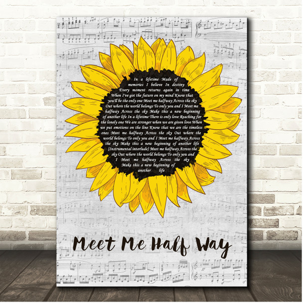 Kenny Loggins Meet Me Half Way Script Sunflower Song Lyric Print