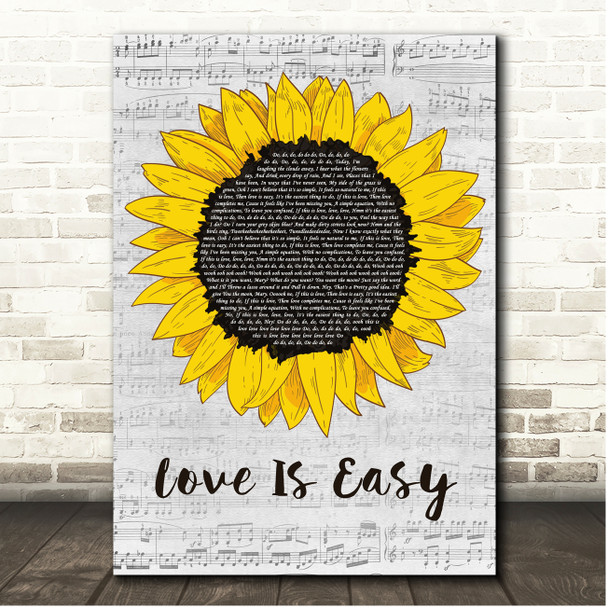McFly Love Is Easy Script Sunflower Song Lyric Print