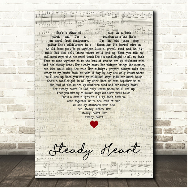 Kameron Marlowe Steady Heart Script Heart Song Lyric Print