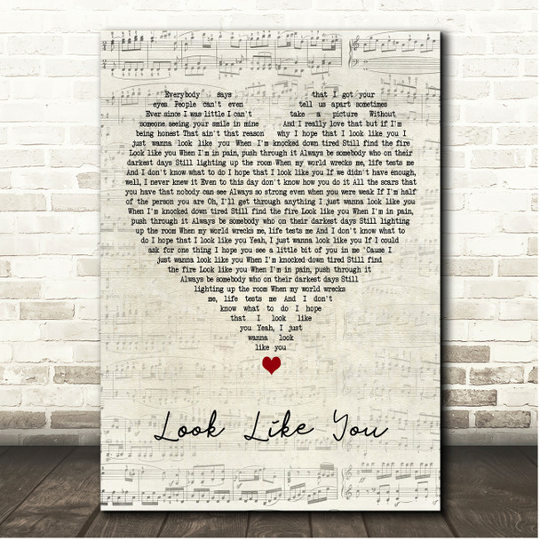 Kaylee Rose Look Like You Script Heart Song Lyric Print