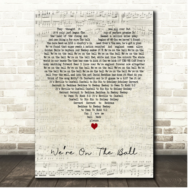 Ant & Dec Were On The Ball Script Heart Song Lyric Print
