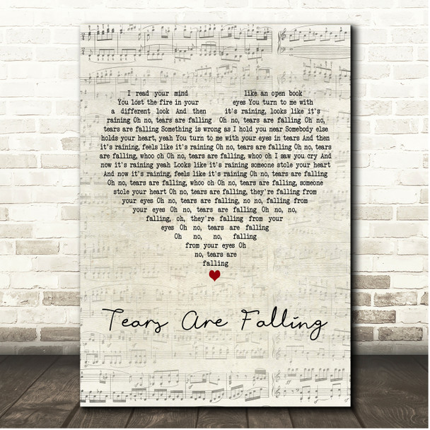 Kiss Tears Are Falling Script Heart Song Lyric Print