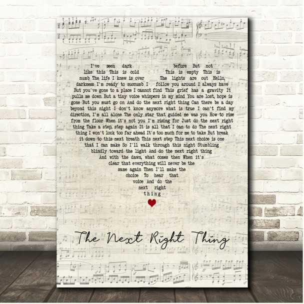 Kristen Bell The Next Right Thing Script Heart Song Lyric Print