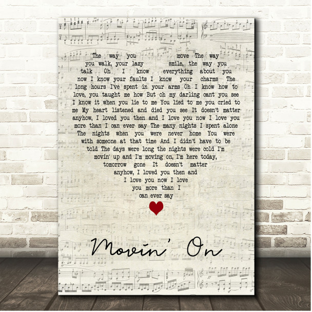 Lena Martell Movin' On Script Heart Song Lyric Print