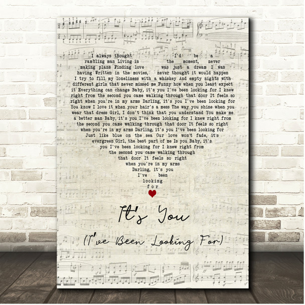 Lewis Brice Its You (Ive Been Looking For) Script Heart Song Lyric Print
