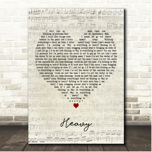 Linkin Park Heavy Script Heart Song Lyric Print