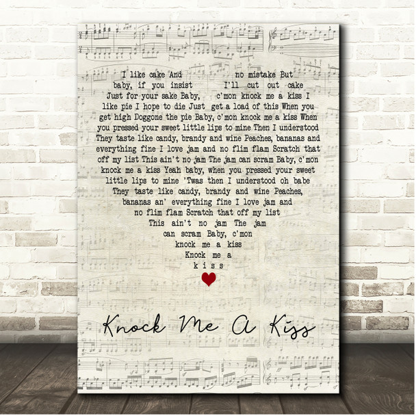 Louis Jordan Knock Me A Kiss Script Heart Song Lyric Print