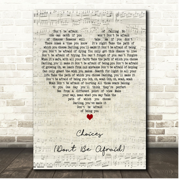 Lucy Spraggan Choices (Don't Be Afraid) Script Heart Song Lyric Print