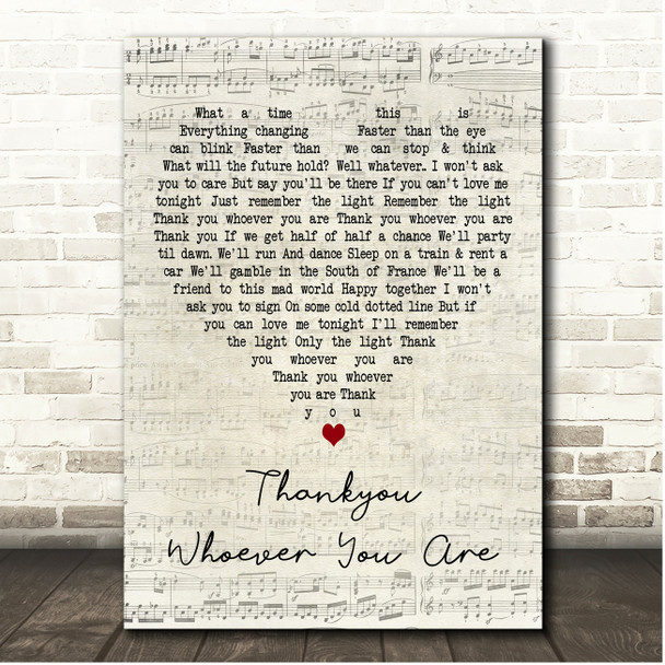 Marillion Thankyou Whoever You Are Script Heart Song Lyric Print