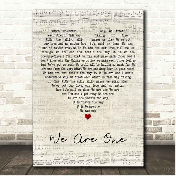 Maze featuring Frankie Beverly We Are One Script Heart Song Lyric Print