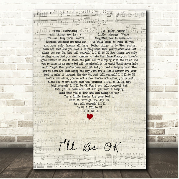 McFly Ill Be OK Script Heart Song Lyric Print