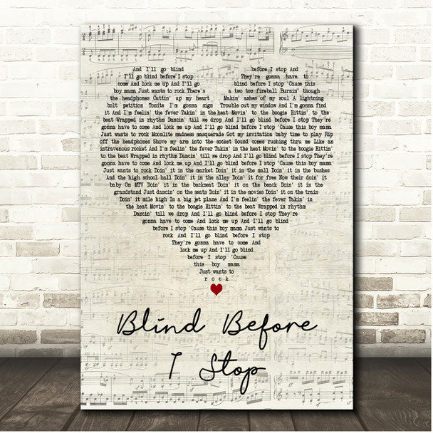 Meat Loaf Blind Before I Stop Script Heart Song Lyric Print