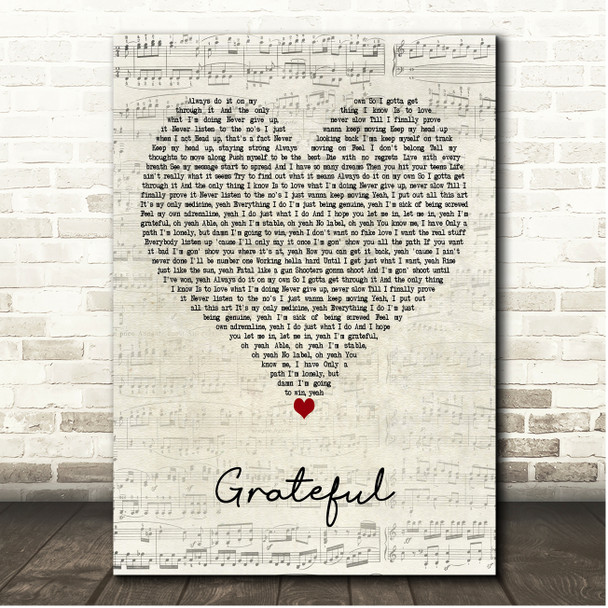 NEFFEX Grateful Script Heart Song Lyric Print