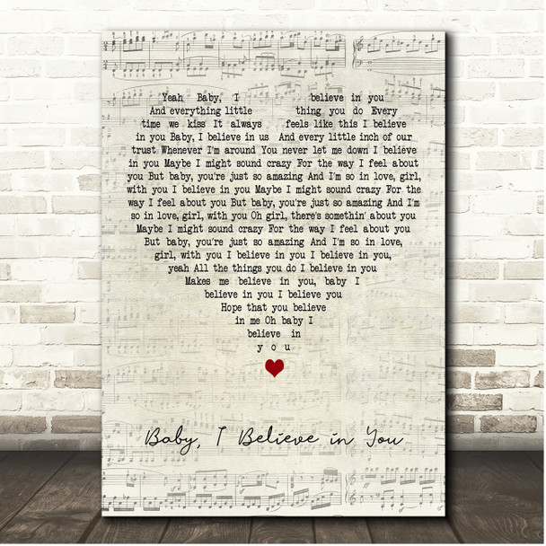 New Kids on the Block Baby, I Believe in You Script Heart Song Lyric Print