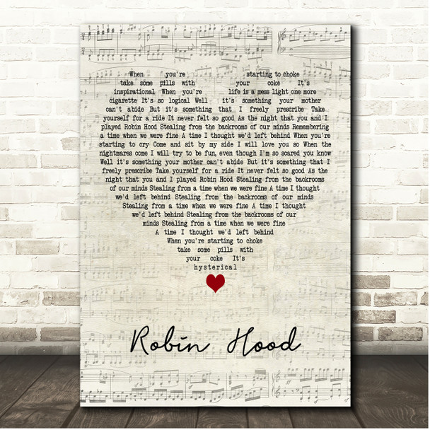 Ocean Colour Scene Robin Hood Script Heart Song Lyric Print