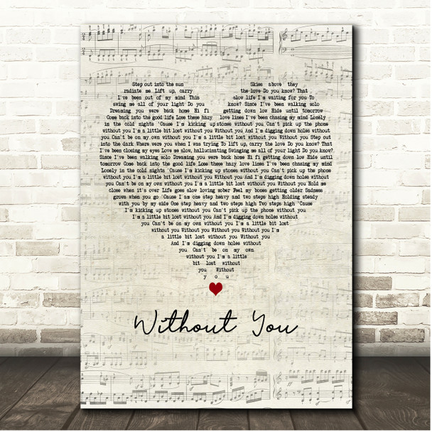 Oh Wonder Without You Script Heart Song Lyric Print