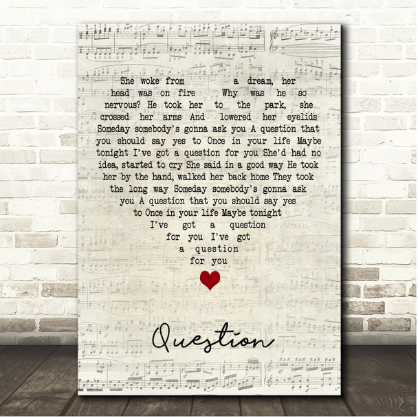 Old 97's Question Script Heart Song Lyric Print