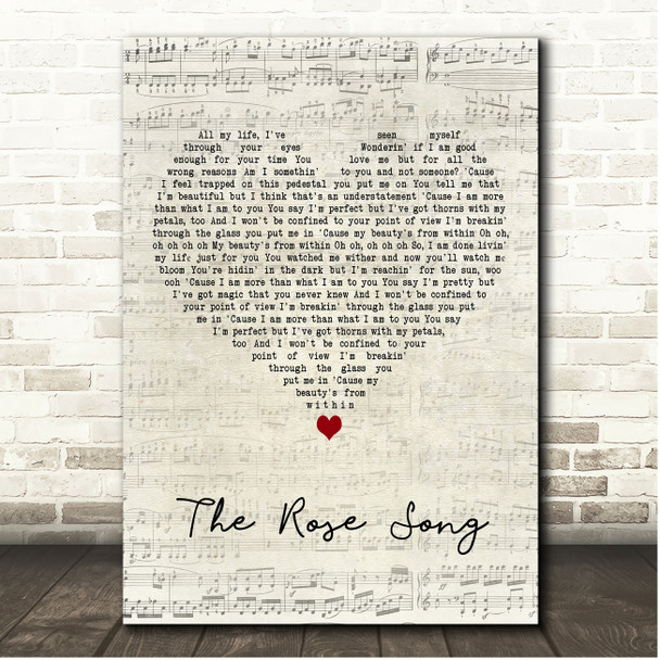 Olivia Rodrigo The Rose Song Script Heart Song Lyric Print