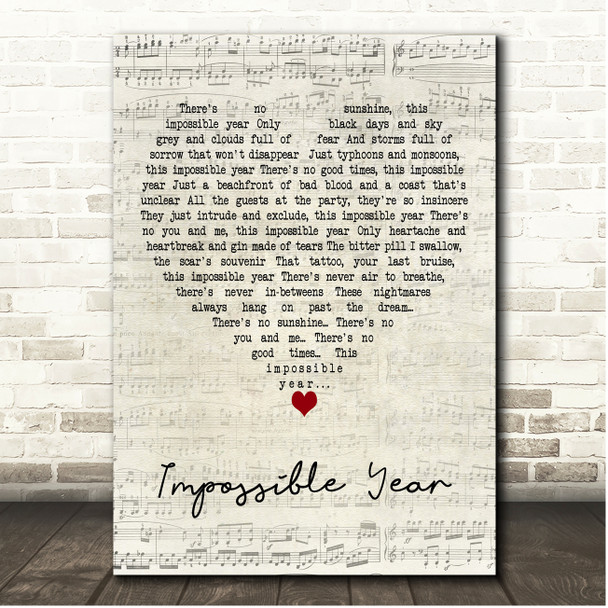 Panic! at the Disco Impossible Year Script Heart Song Lyric Print