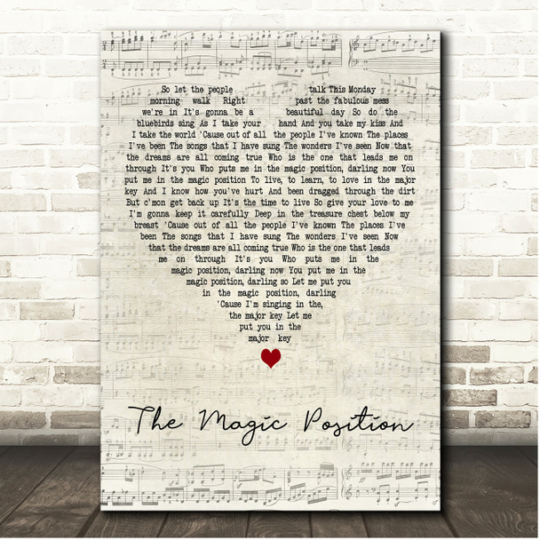 Patrick Wolf The Magic Position Script Heart Song Lyric Print