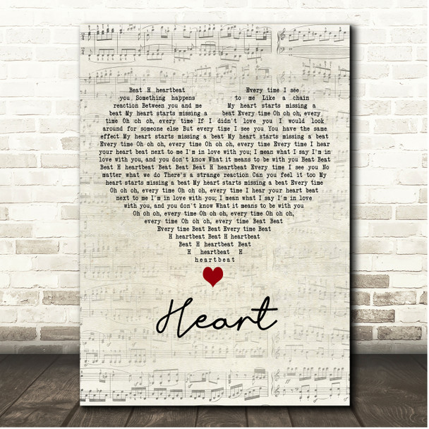 Pet Shop Boys Heart Script Heart Song Lyric Print