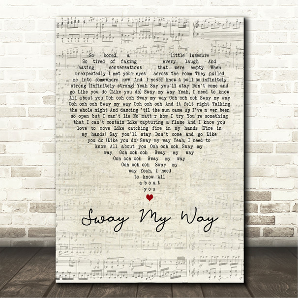 R3HAB & Amy Shark Sway My Way Script Heart Song Lyric Print