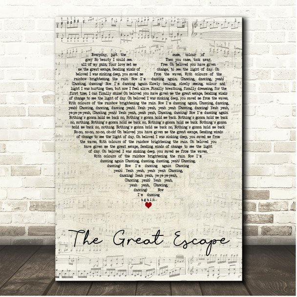 Rae Sam The Great Escape Script Heart Song Lyric Print