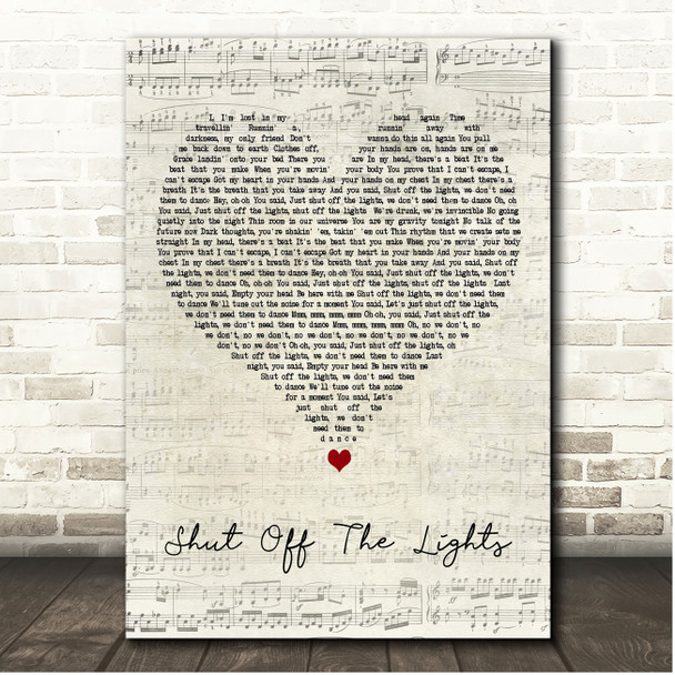 Bastille Shut Off The Lights Script Heart Song Lyric Print