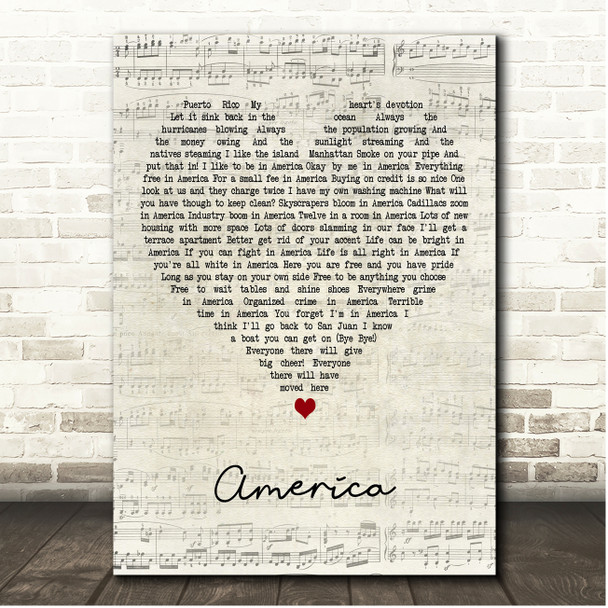 Rita Moreno & George Chakiris America Script Heart Song Lyric Print