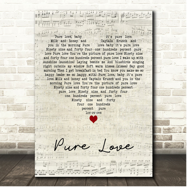 Ronnie Milsap Pure Love Script Heart Song Lyric Print
