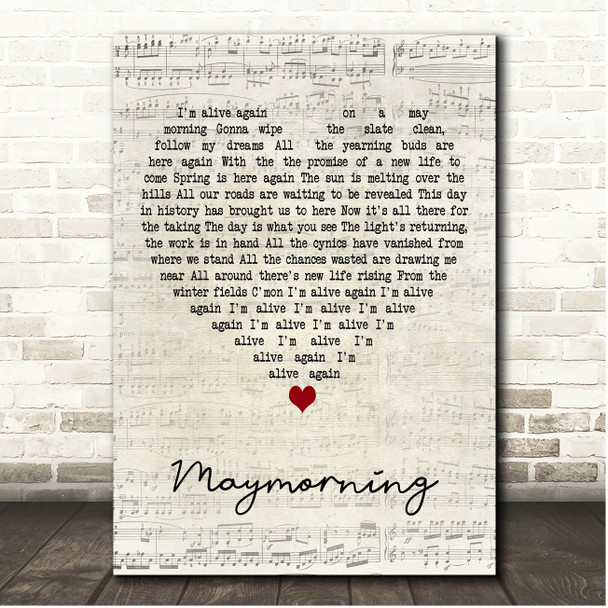 Runrig Maymorning Script Heart Song Lyric Print