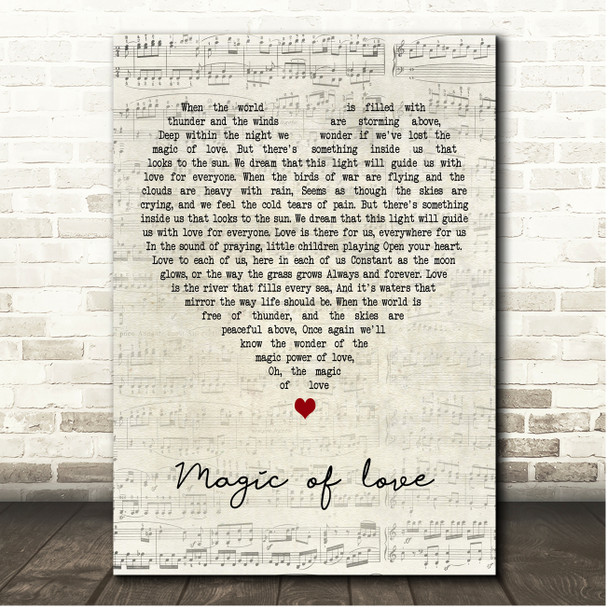 Russel Watson & Lionel Richie Magic of love Script Heart Song Lyric Print