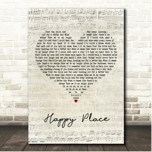 Saint PHNX Happy Place Script Heart Song Lyric Print