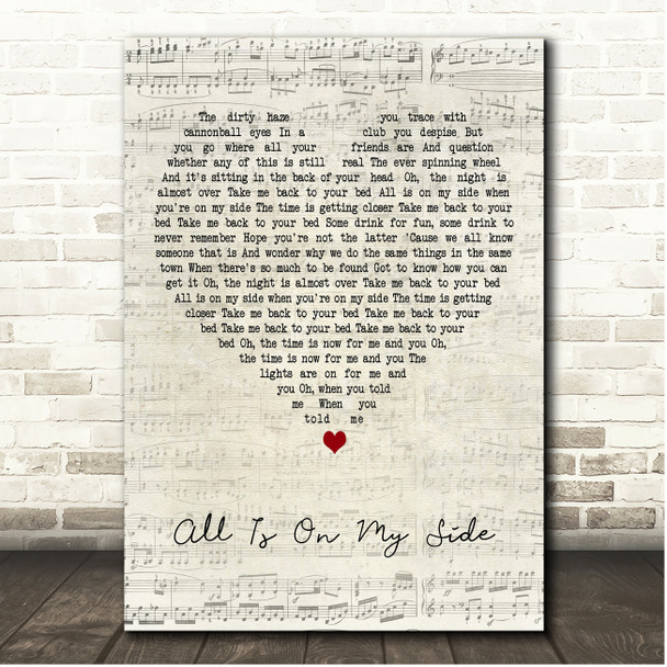 Sam Fender All Is On My Side Script Heart Song Lyric Print